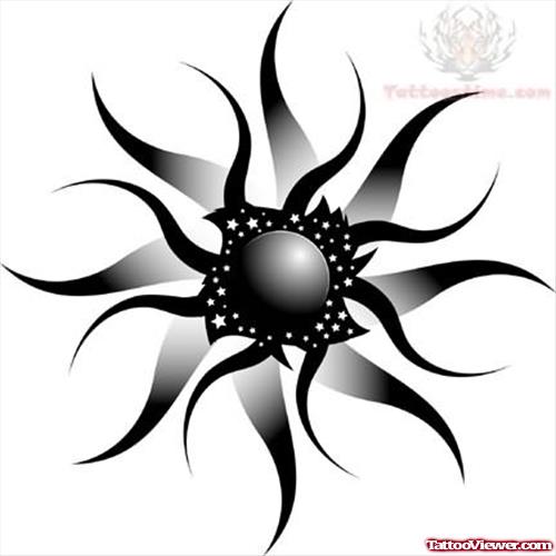 Awesome Black Sun Rays Tattoo Design