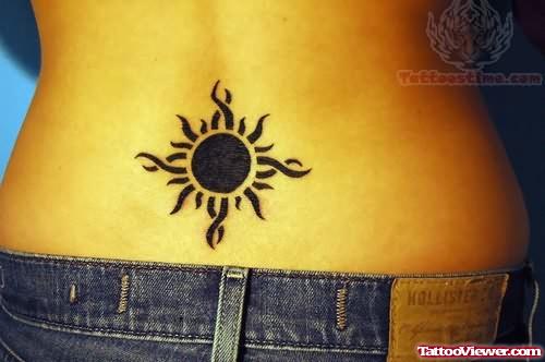 Black Sun Tattoo On Lower Waist