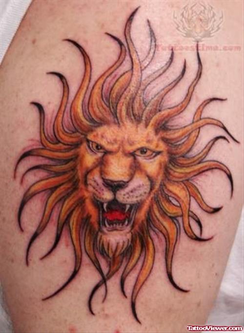 Tradition Lion Sun Tattoo