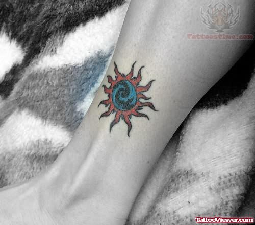 Sun Tattoo On Ankle