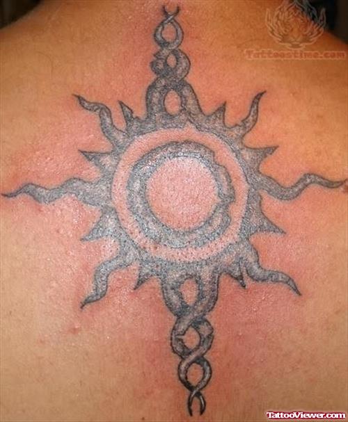 Beautiful Sun Tattoo For Back