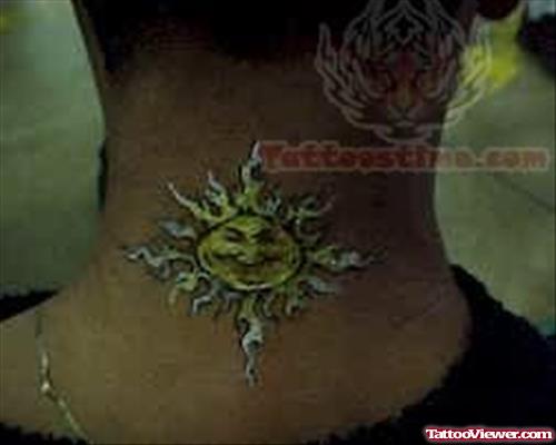 Back Neck Sun Tattoo