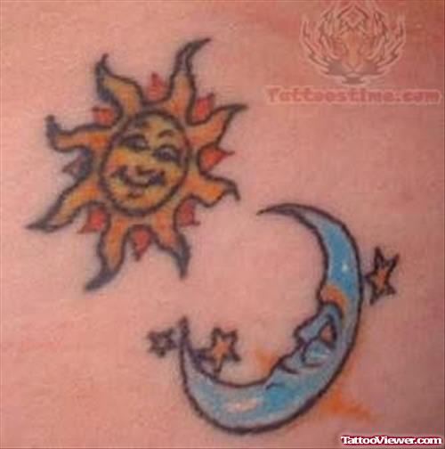Awesome Sun & Moon Love Tattoo