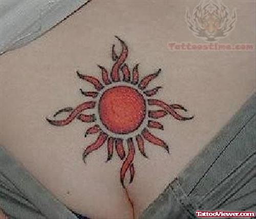 Elegant Red Sun Tattoo