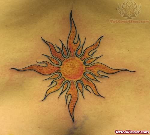 Stylish Hot Sun Tattoo