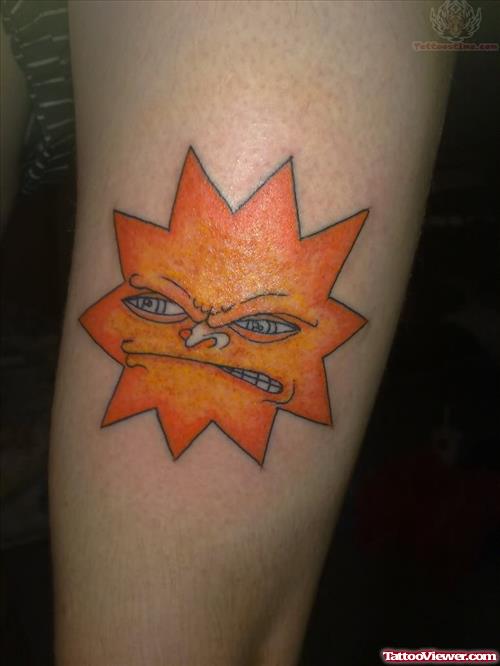 Angry Sun Star Tattoo