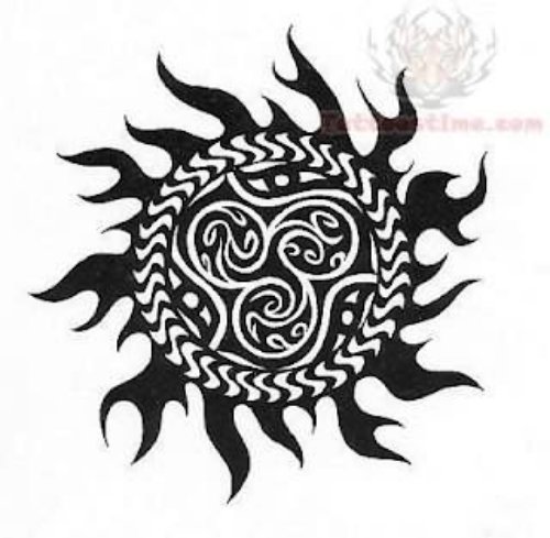 Sun Black Ink Tattoo Designs