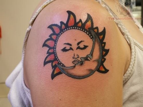 Sun and Moon Tattoo Design For Women