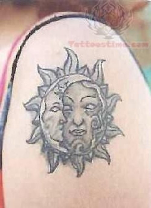 Elegant Sun & Moon Tattoo