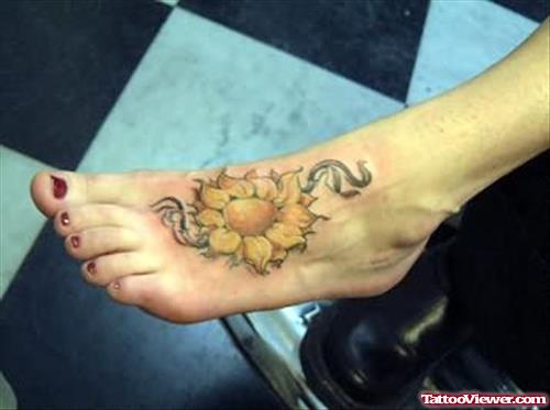 Sunflower Tattoos On Foot