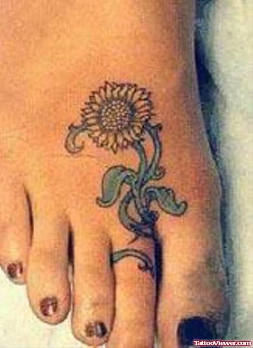 Sunflower Tattoo Design On Foot