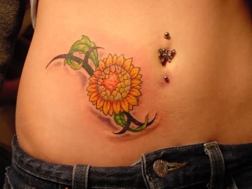 Tattoo Hip Flower With Shadow