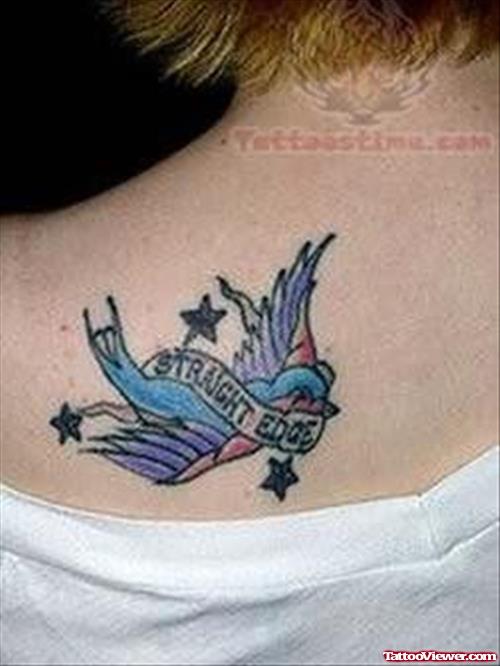 Symbol Tattoo On Back Shoulder