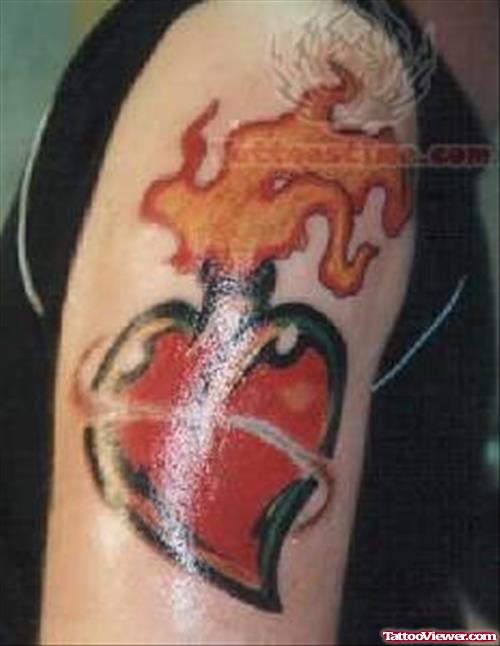 Firing Red Heart Symbol Tattoo