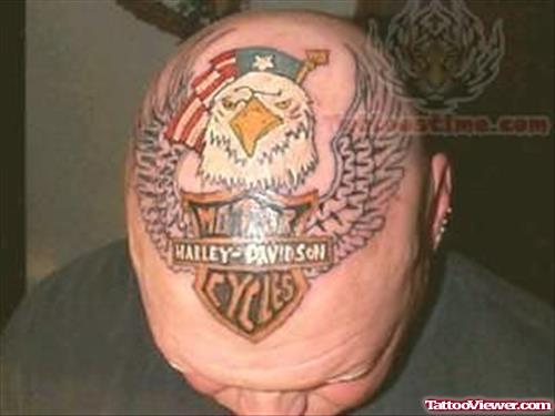 Harley Davidson Symbol Tattoo On Head