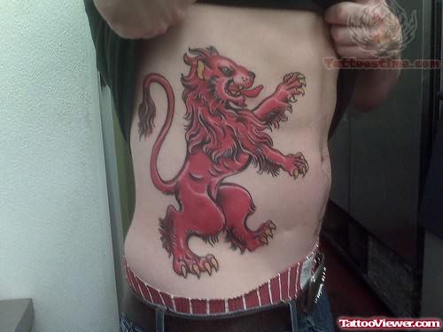 Rampant Lion - Scotland Symbol Tattoo on Ribs