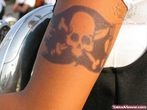 Danger Symbol Tattoo On Bicep