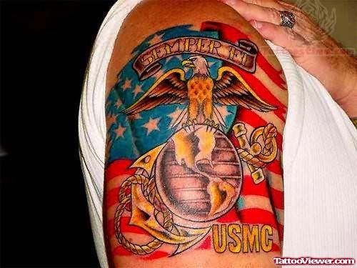 Colorful USMC Tattoo Design