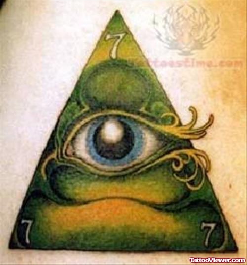 Open Green Eye Symbol Tattoo