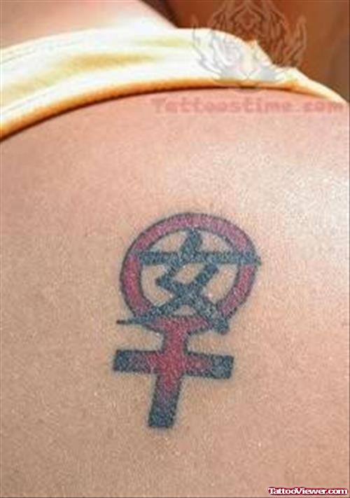 Beautiful Symbol Tattoo On Back Shoulder