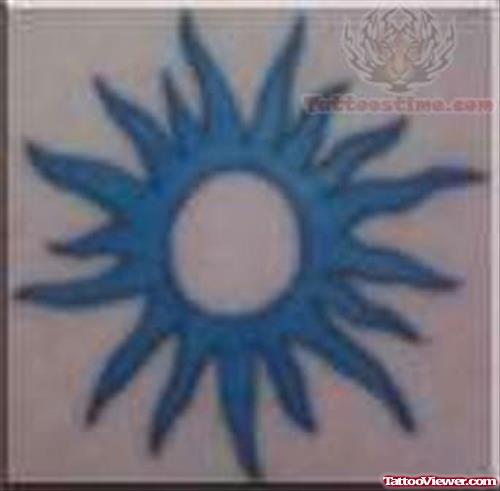 Blue Ink Sun Tattoo Design