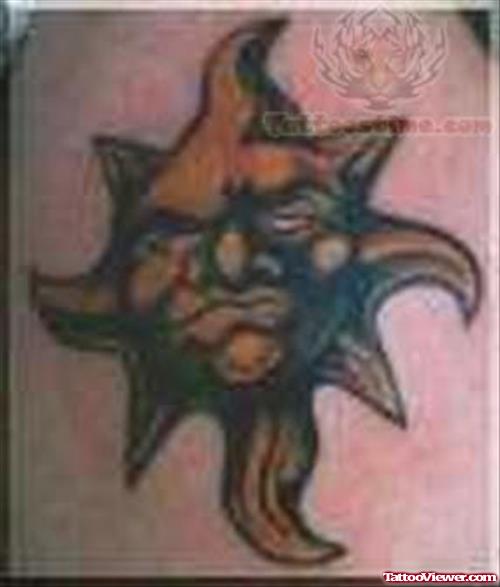 Angry Sun Tattoo Design