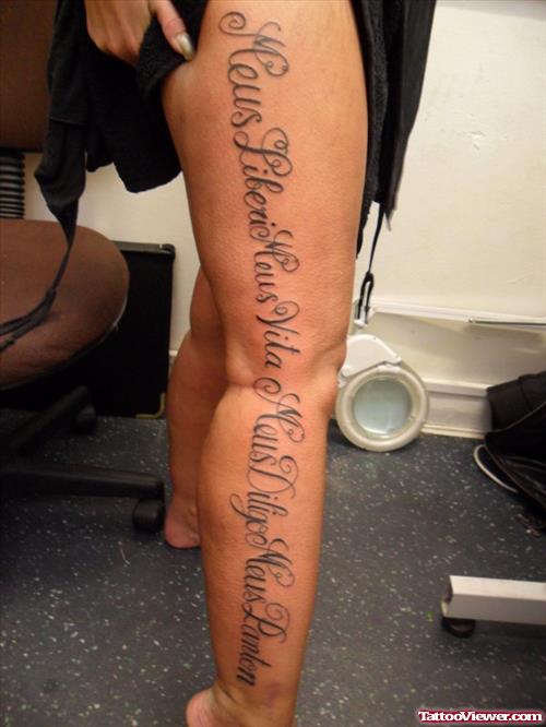 Leg And Thigh Quote Tattoo