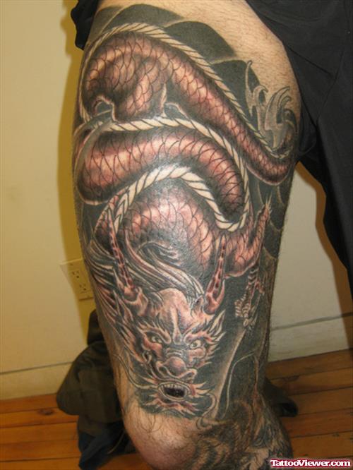 Thigh Dragon Tattoo