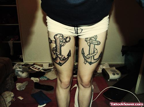 Sailor Anchor Thigh Tattoo