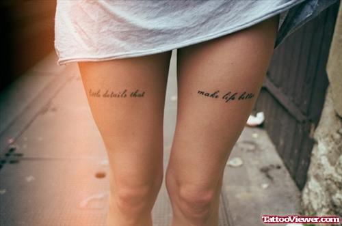Lettering Thigh Tattoos