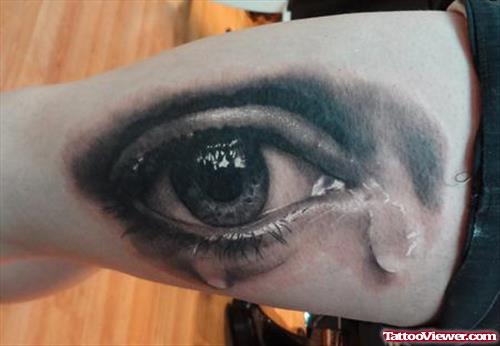 Weeping Eye 3D Tattoo On Inner Thigh