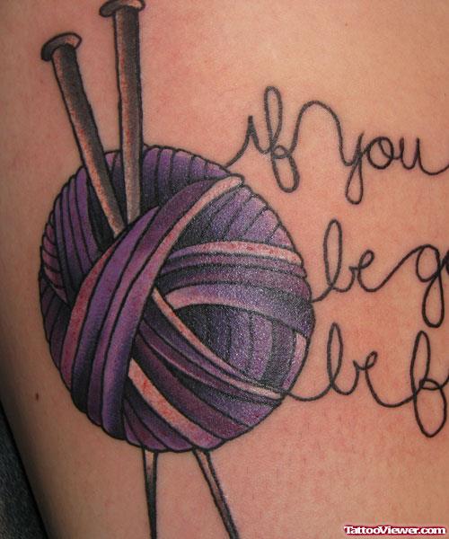 Spool with Needles Thigh Tattoo