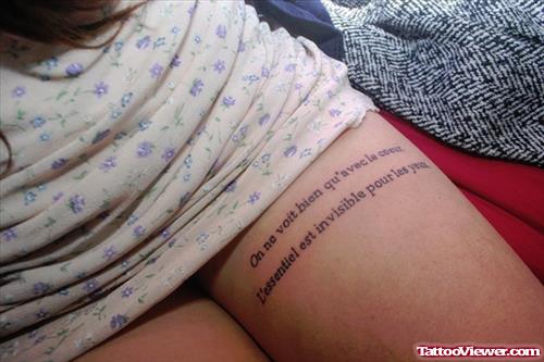 Left Thigh Quote Tattoo