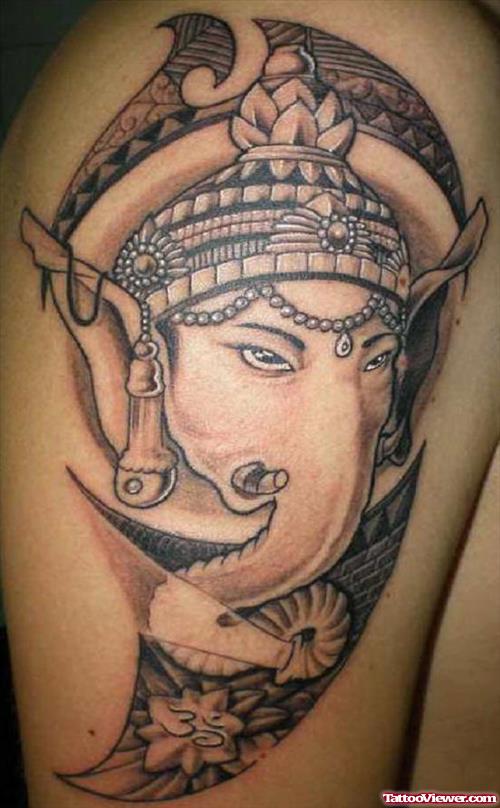 Hrey Ink Ganesha Head Thigh Tattoo