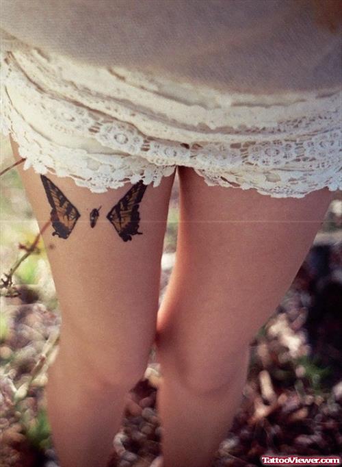 Butterfly Wings Tattoo On Right Thigh