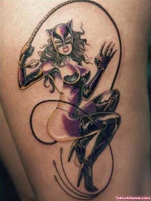 Bat Women Thigh Tattoo
