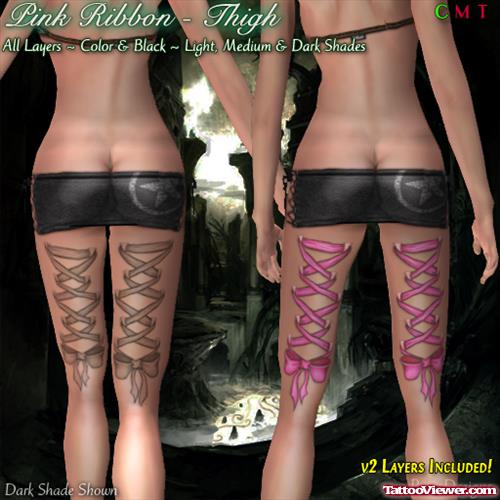 Corset Tattoos On Back Thighs