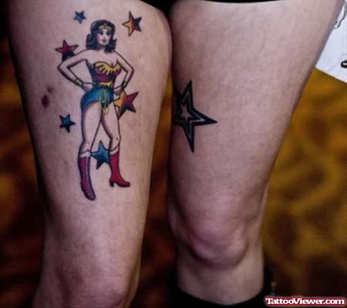Pinup Tattoo On Thigh