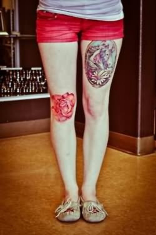 Thigh Coloured Tattoos