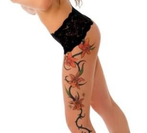 Thigh Flower Tattoo