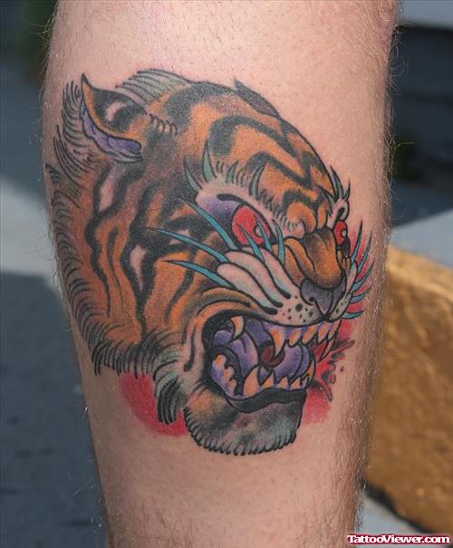 Angry Tiger Head Tattoo