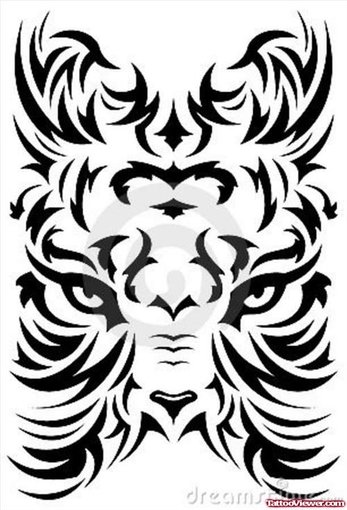 Tribal Tiger Head Tattoo Design