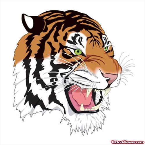 Colored Tiger Head Tattoo Design