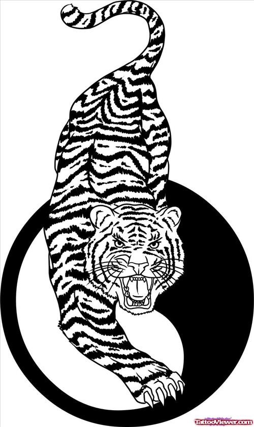 Yin Yang and Tiger Tattoo Design