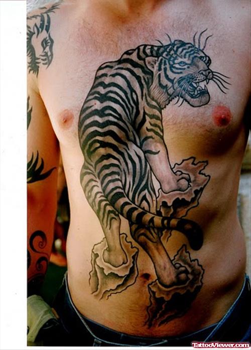 Tiger Tattoo On Man Chest