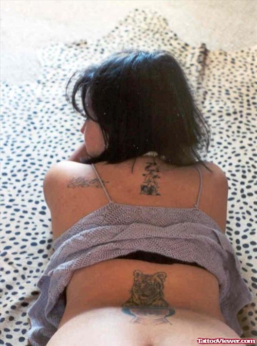 Tiger Tattoo On Girl Back