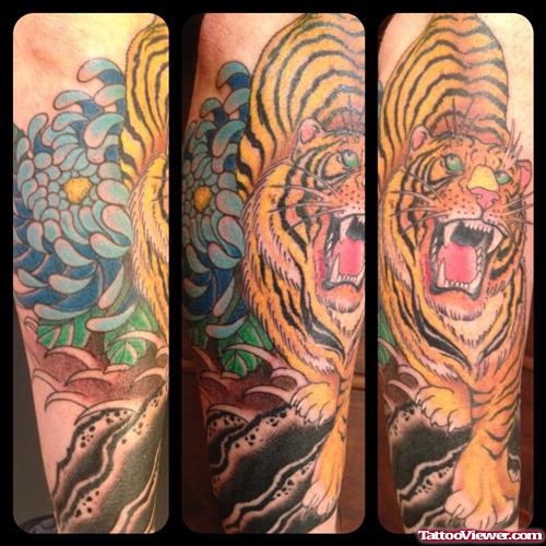 Angry Tiger And Dragon Tattoo