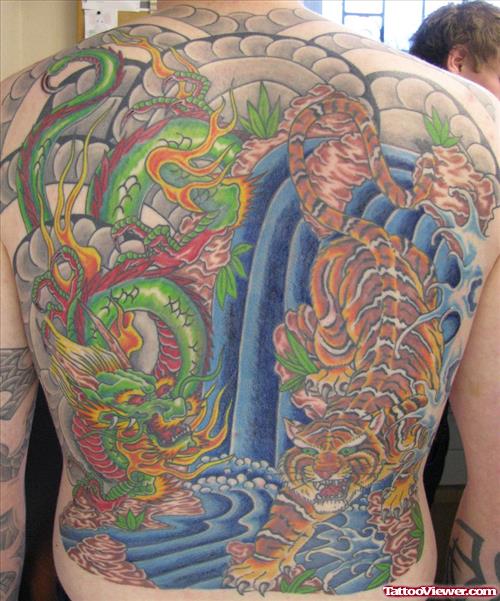 Japanese Tiger Tattoo On Back Body