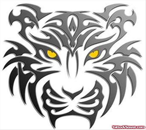 Black Ink Tribal Tiger Tattoo Design