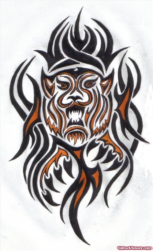 Beautiful Tribal Tiger Tattoo Design